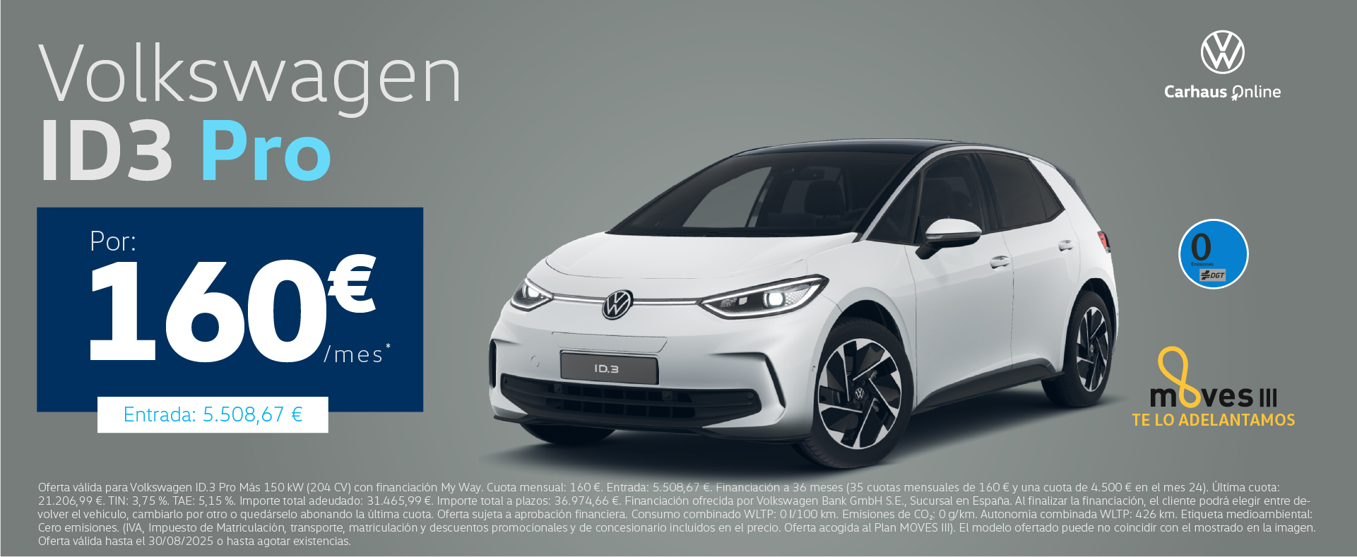 ¡Promoción exclusiva! ID.3 Pro "Más" por 160€/mes*